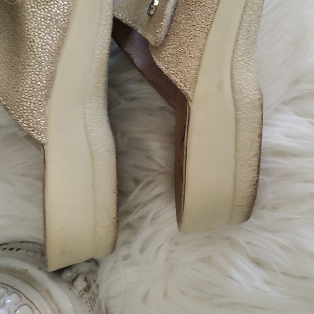 Fly Flot anatomic anti shock comfort mules sandals gold size 8 - Picture 5 of 16